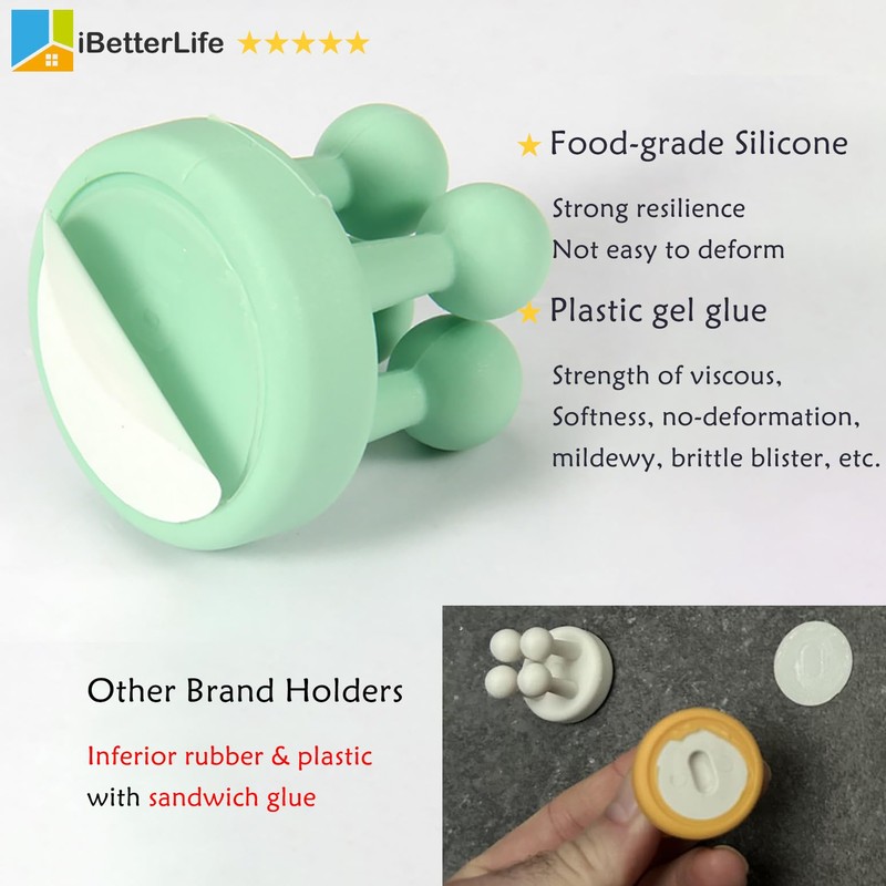 Razor Holder Shaver Hook Hanger Stand - 4Pcs Silicone Toothbrush