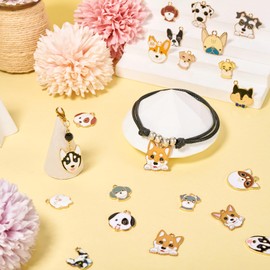 Bestewelry - Colgantes de esmalte para gatos y perros, diseño de dibujos animados, diseño colorido de animales, gatitos, cachorros, abalorio de aleación para manualidades, collares, pulseras, llaveros