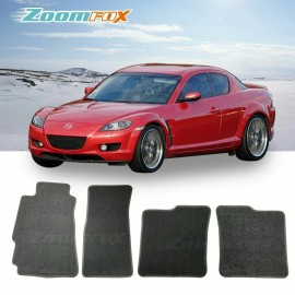 SDeelCase 4 Pieces Front Rear Black Trim Custom Fit Carpet Floor Mats For 04-10 RX8 RX-8