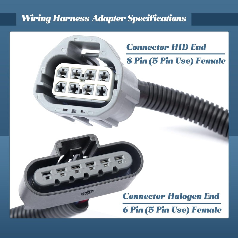Esttlamer 2Pcs Wiring Adapter HID to Halogen Headlight Compatible with