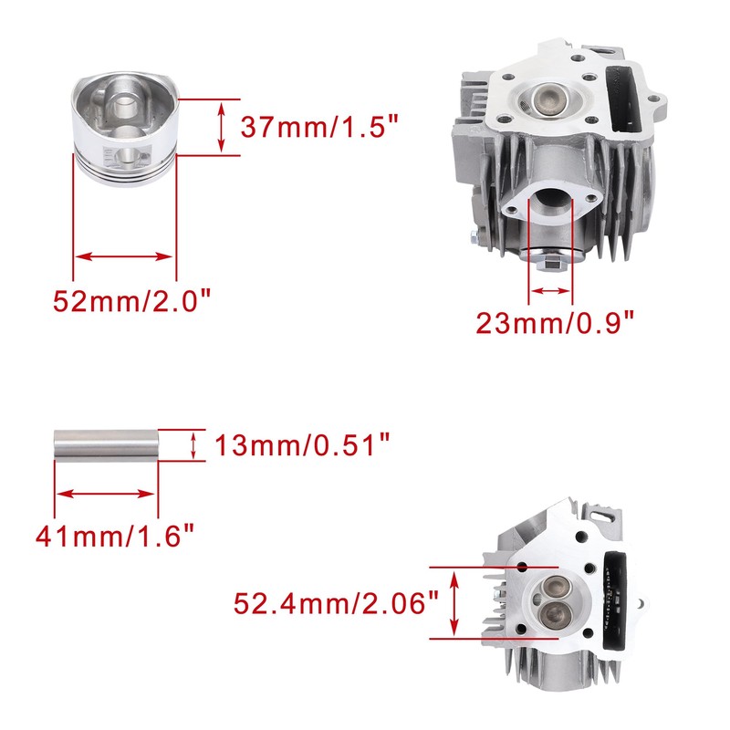 WOOSTAR 52.4mm Big Bore Cylinder and Head 66mm Valves Assembly