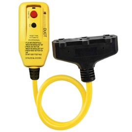 Electriduct GFCI Right Angle Adapter with 2FT Triple Tap Cord UL Outdoor Waterproof 15 Amp 12 Gauge Auto Reset GFI