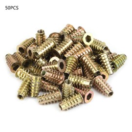50-Piece M6 Zinc Alloy Hex Socket Insert Nuts Kit – Durable Fasteners for Furniture Hardware (M6 x 20mm)