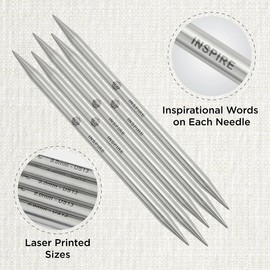 KnitPro Mindful Double Pointed Needles – 20cm x 9mm Double Ended Knitting Pins, Set of 5, Silver