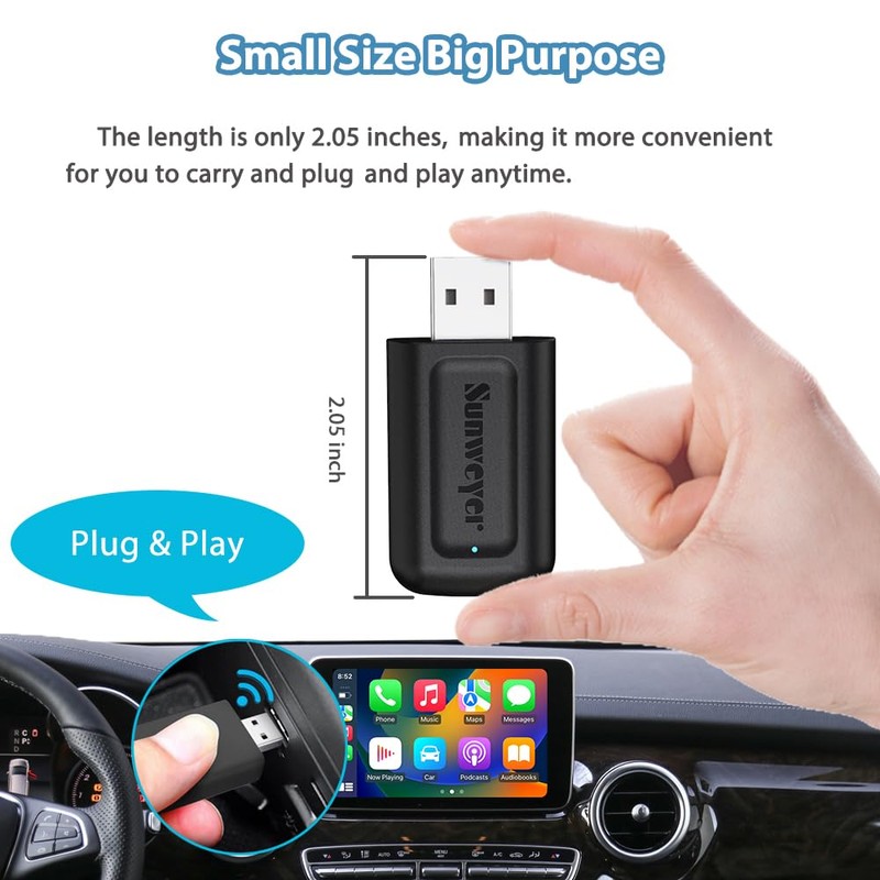 sunweyer 2024 neuester Wireless CarPlay & Android Auto Dongle 2