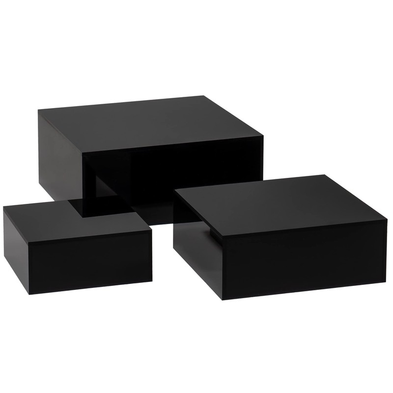 Red Co. Glossy Black Small Acrylic Cubic Display Riser Stands