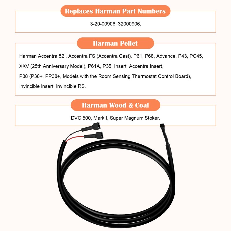 3-20-00906 Pellet Stove Sensor Thermostat Probe for Harman Accentra 52i,