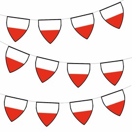 AK Giftshop Poland Pennant Flag Bunting Birthday Wedding Events Decorations - 12pcs / 2.5m Ribbon