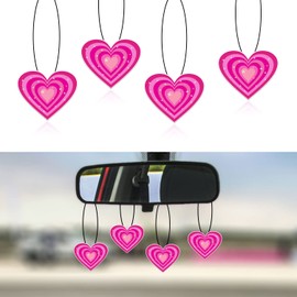 Pink Heart Car Air Fresheners, Pink Preppy Funny Hanging Car Air Fresheners Cute Car Mirror Scented Hanging Car Decoration Ornaments Gift Car Interior Decor Accessories for Men Women