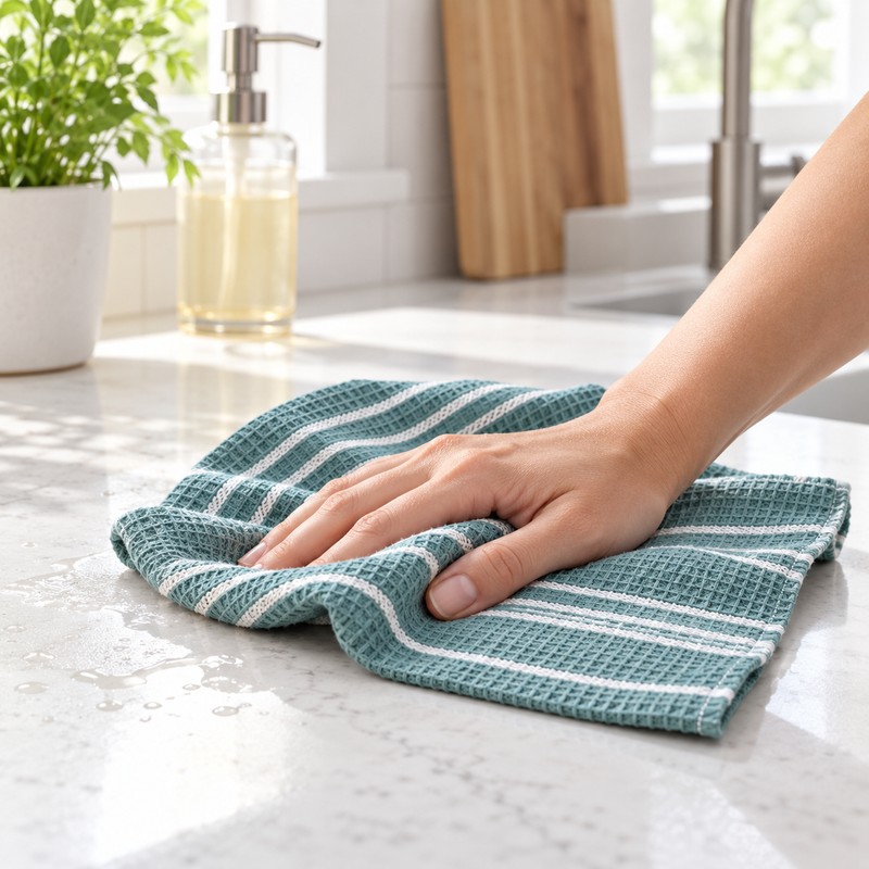 100% Cotton Waffle Dish Cloths for Kitchen Cleaning – Soft,
