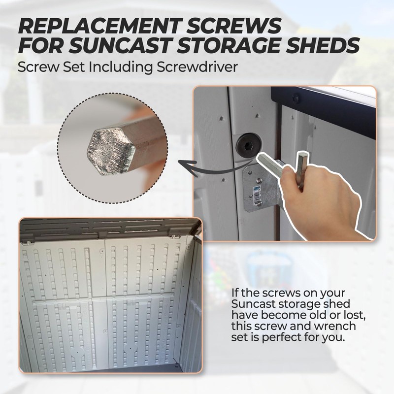 12PCS Storage Sheds Replacement Bolts with Screwdriver,Compatible with Suncast Storage