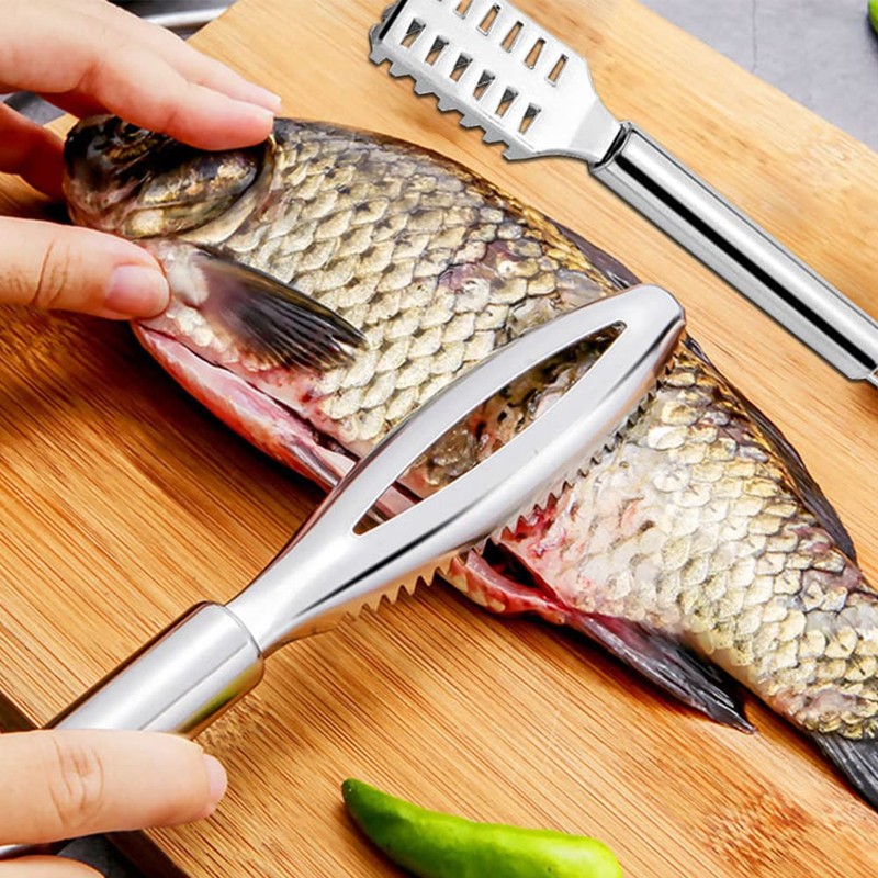 2 Pieces Fish Scaler Tool, Stainless Steel Skin Remover Fish