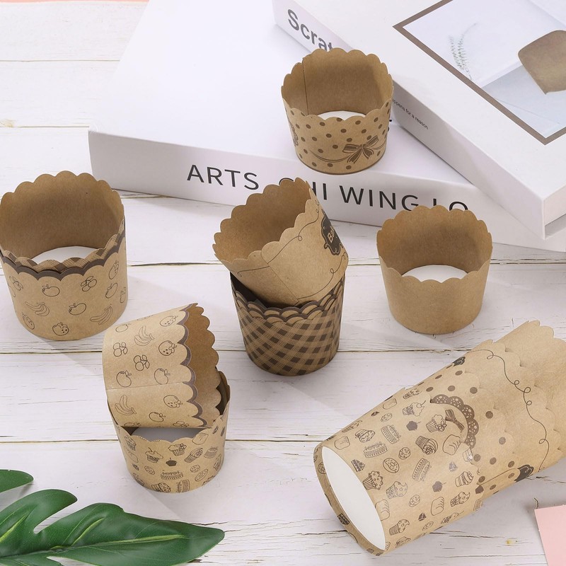 sourcing map 100Pcs Paper Baking Cups Small Brown Kraft Paper