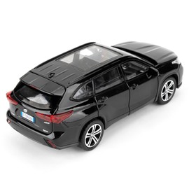 imtfzct 1/32 Toyota Highlander Toy Car, Pull Back Toy Car with Sounds and Lights, Die-Cast Alloy Model Car, Boys and Girls Gift (Black)