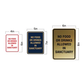 Portrait Round No food or drinks allowed in sanctuary Sign (Brushed Gold) - Small