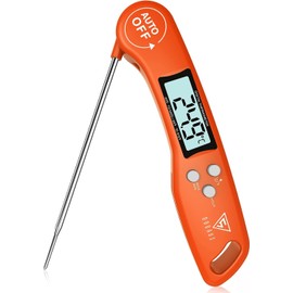 DOQAUS Grill Thermometer Meat Thermometer Kitchen Thermometer Roasting Thermometer Cooking Thermometer with 3s Instant Reading, LCD Screen and Long Probe, for Cooking, BBQ (Orange)