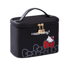 AmBealla Make up Bag Travel Cosmetic Bags Brush Holder Zipper Pouch Case Organizer Cute Organizer Suitable for Purse for Women (02 Steady Black)