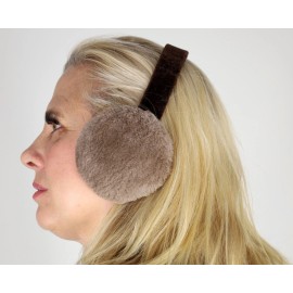 Efurs4less New Brown Sheared Beaver Fur Ear Muffs Velvet Band Efurs4less