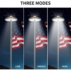 Flag Pole Light Solar Powered, Super Bright Up and Down Lights,16+ Hours 3 Brightness Levels,Waterproof IP65,100% Flag Coverage from Dust to Dawn for 15-25 Ft Flagpoles.