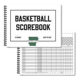 Basketball Scorebook for 15 Games | 8.5 In x 11 In Basketball Playbook w/ Wire Binding | League, High School, or Middle School Basketball Score Book for Coaches | Basketball Stats Book Made in the USA