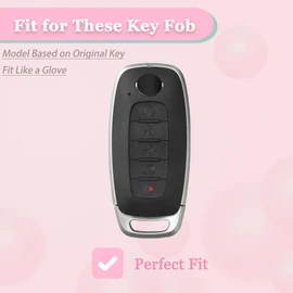 JAMCARI Key Fob Cover for Nissan - 5 Buttons Soft TPU Key Fob Case for 2023 2024 Pathfinder Rogue Versa kicks 2025 Sentra Patrol Armada Full Protection Smart Remote Key Shells (White)