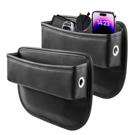 deesalio 2 Pack Car Seat Gap Filler Organizer, Car Seat Storage Box, Front Seat Car Accessories, Leather Car Seat Organizer for Phones Glasses Keys Cards