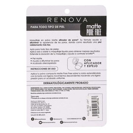 Maquillaje en Polvo Renova Matte Pore Free Beige Claro