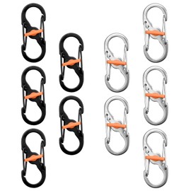 KQDRAVINE Double Carabiner Mini Carabiner, Pack of 10 S Carabiner Small Outdoor Camping Carabiner Hook Small for Backpack, Anti Theft & Drop Mini Carabiner Made of Stainless Steel