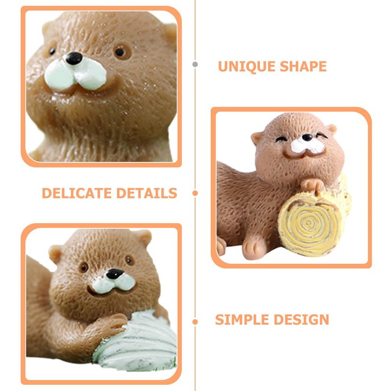 Vaguelly Pack of 16 Miniature Otter Figures Made of Resin