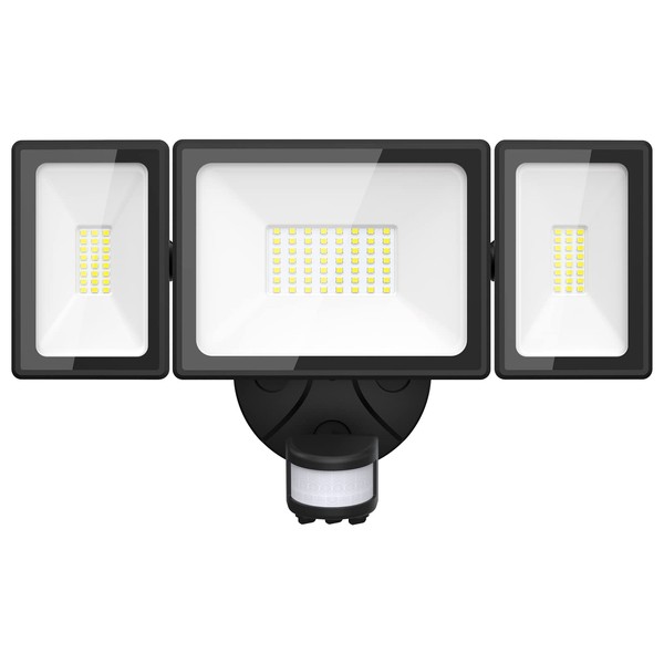 Onforu 70W LED Security Lights Motion Sensor Light Outdoor, 6200LM Super Bright, 6000K, IP65 Waterproof, Flood Light Motion Detector with 3 Head, Exterior Floodlight, Wall Light for Entryway, Garage