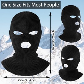 cotaour 2 Packs 3 Hole Balaclava Full Face Mask Unisex Winter Neck Warm Knitted Balaclava Face Cover for Men Women, Outdoor Sport Fishing Skiing Black