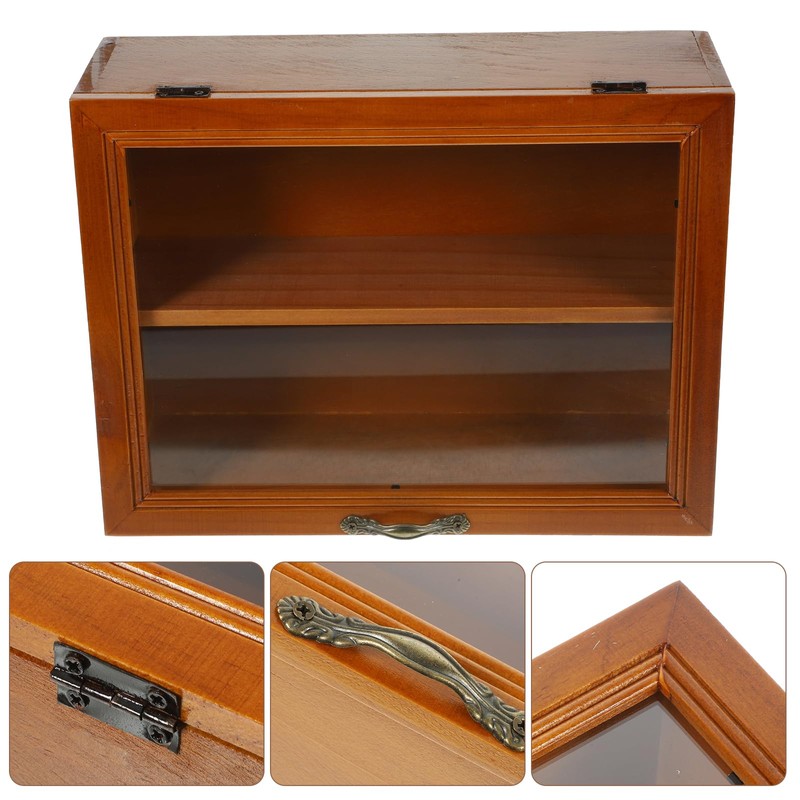 Operitacx Acrylic Front Display Case Shadow Boxes Wooden Display Cabinet