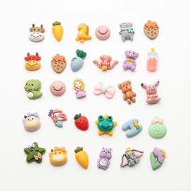 Slime Charms Cartoon Animal And Fruit Cute Set - Mixed Lot Assorted Fruit Resin Flatback Cute Sets For Diy Crafts Making,Decorations,Scrapbooking,Embellishments,Hair Clip 25pcs
