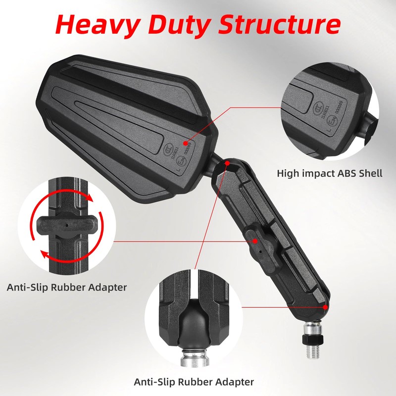 OFIG Adventure Motorcycle Mirrors, Adjustable Motorcycle Side Mirrors with 7/8"