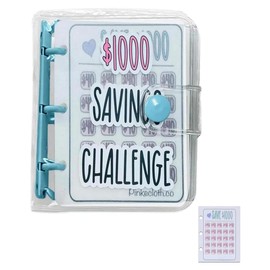 Carpeta de DesafíOs de Ahorro de 1000, Libro de DesafíOs de Ahorro de Dinero Mensual con Sobres, Mini Carpeta de Presupuesto ()