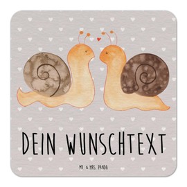 Mr. & Mrs. Panda Personalisierter Bierdeckel Schnecken Liebe 25er Set - Personalisierte Geschenke, verliebt, Tischdeko personalisiert, Paar,