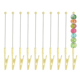 PATIKIL Long-Tailed Alligator Clamp, 10 Pcs 5.3 Inch/135mm Metal Wire Alligator Clamp Beadable Alligator Photo Clips for Picture Note Menu Memo DIY Decor Crafts, Yellow