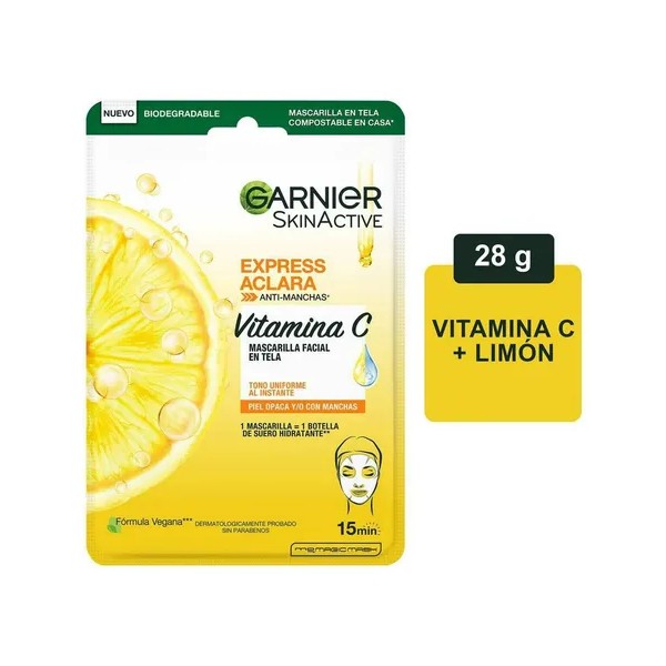 Mascarilla Facial En Tela Garnier Skin Active Express Aclara Anti-Manchas