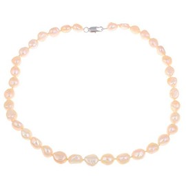 Treasure Bay Classic 8-9mm Natural Freshwater Baroque Pink Pearl Necklace 45cm