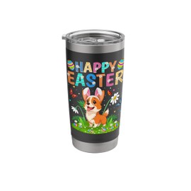 Corgi Dog Happy Easter Egg Hunt Bunny Ear Easter Sunday Stainless Steel Insulated Tumbler