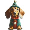 Dog with Green Hat and Red Sweater Christmas Ornament (Style