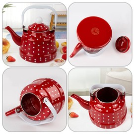 UPKOCH Emaille 1. 1L Teekessel: Edelstahl Retro Kaffeekanne Fu Tee Set Tea Pot Wasserkocher Wasserkessel Induktion Teekocher Vintage Wasserkanne Kanne für Weihnachten Gas und E- Herd Gasherd