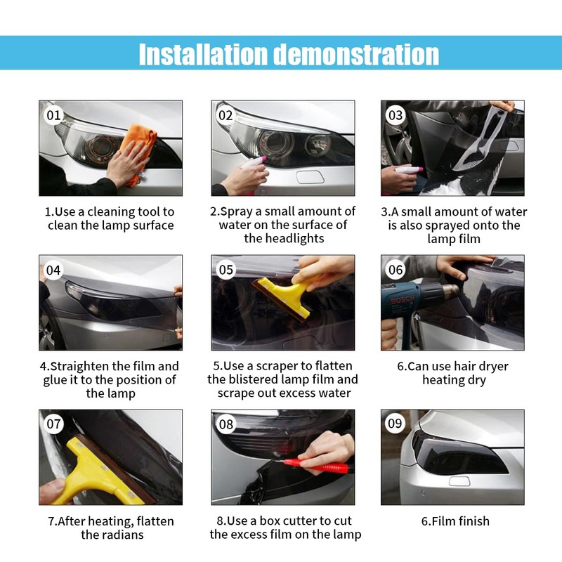 11.88×48 Inches Car Light Self-Adhesive Tint Film Brake Light Headlight