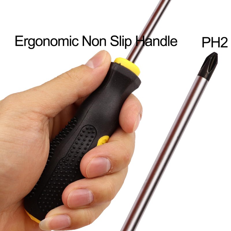 Sipery 2 Pack Phillips Screwdriver - 4 Inch Shaft, Cross-head
