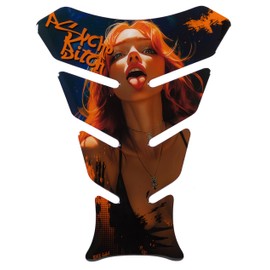 Tankpad X509955VA Motorcycle Protective Sticker Psycho B Cute Woman Orange Blue