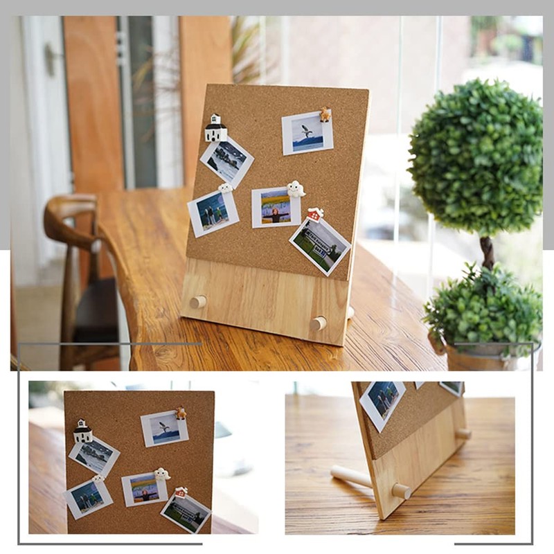 Primst Desktop Cork Board with Stand, Wood Bulletin Board Hanging