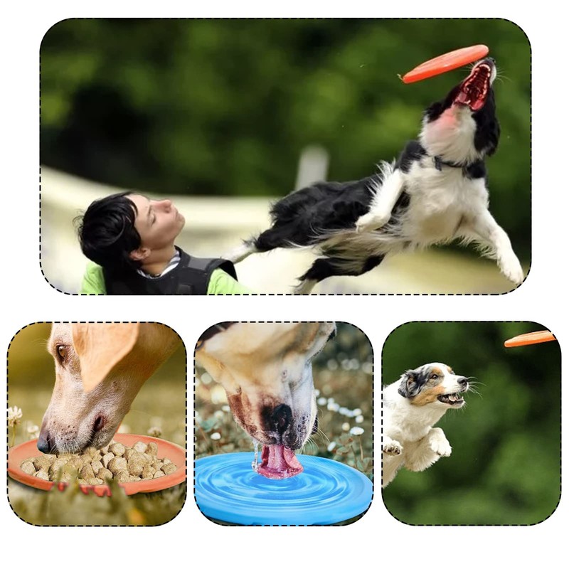 Bansusu Dog Frisbee Toy Set, 2-Pack Non-Toxic Rubber Flying Discs,
