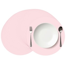 JarThenaAMCS 50Pcs Pink Paper Placemat Round Disposable Place Mat Decorative Paper Table Mat for Wedding Bridal Baby Shower Birthday Arty Table Setting, 13 x 13 Inch