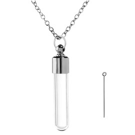 Stainless Steel Ash Jewellery Memorial Urn Acrylic Bottle Pendant Open Chain Capsule Pendant Necklace for Memorial Cremation Urn Pendant Necklace for Memorial Black