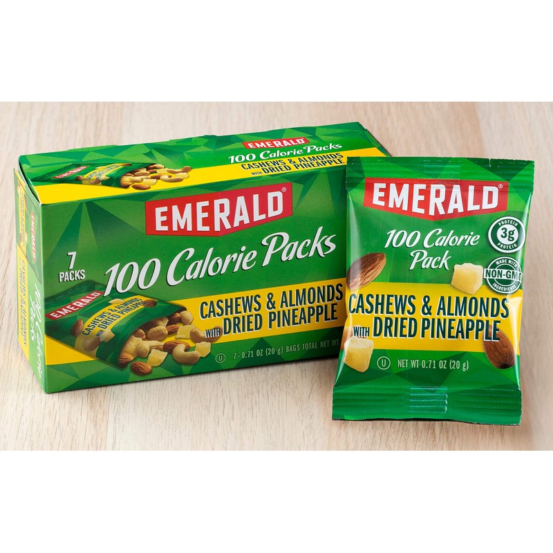 Emerald Nuts Cashews and Almonds with Dried Pineapple 100 Calorie